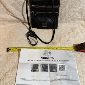 Dooney & Bourke Black Leather Crossbody Purse with Gold Hardware